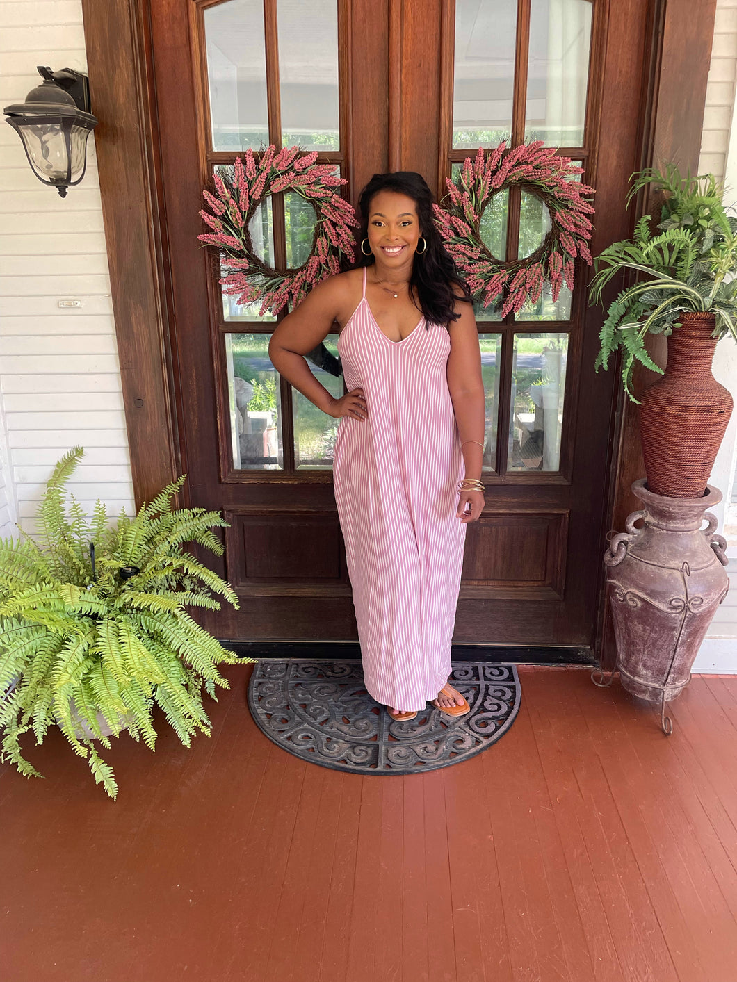Striped Right Maxi- Pink/Ivory